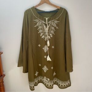 Beautiful olive and cream Boho Entro Dress size L